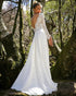 2020 Bridal Wedding Dresses with Lace Sleeve Scoop Neckline Backless Wedding Gowns